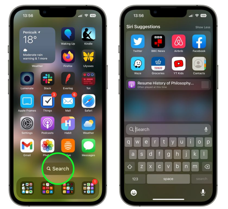 开封苹果手机维修分享升级到 iOS 16 后，如何删除主屏幕上的搜索按钮 